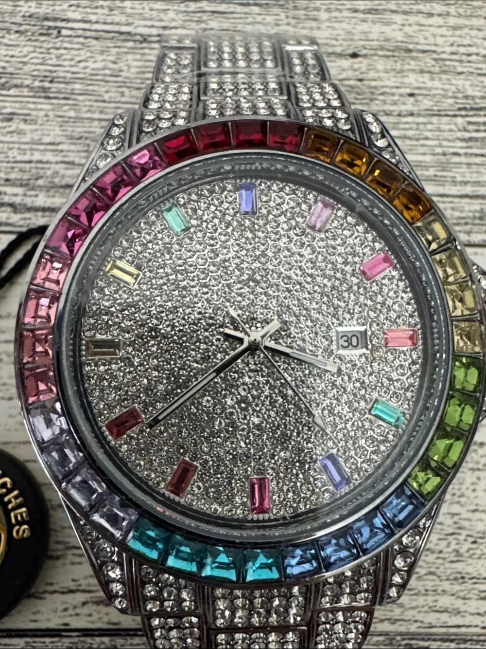 AJ USA Men's Crystal Pavé Stainless Steel Watch NEW